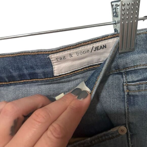 Rag & Bone Distressed High Waist Ankle Slim Fit Denim Boyfriend Jeans Blue Sz 29 - Picture 4 of 13